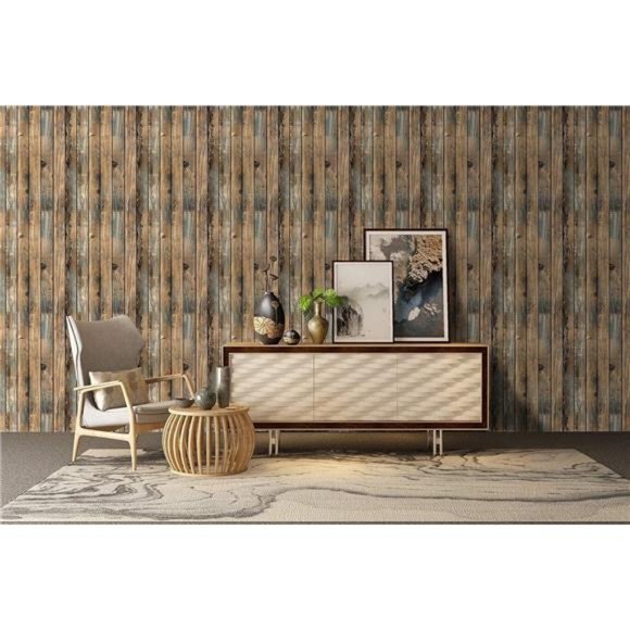 Brown Distressed Wood Wallpaper Peel and Stick 17.71In X 118In Waterproof - Picture 4 of 7